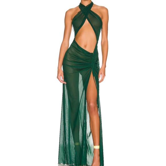 Kim Shui Dresses & Skirts - Kim Shui Green Mesh Wrap Dress, sz S